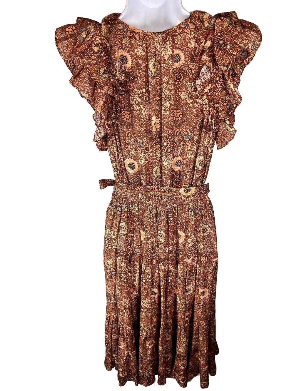 Ulla Johnson Virginia Midi Dress Boho Chic Floral Cottagecore Autumm Size 4 - Picture 4 of 9
